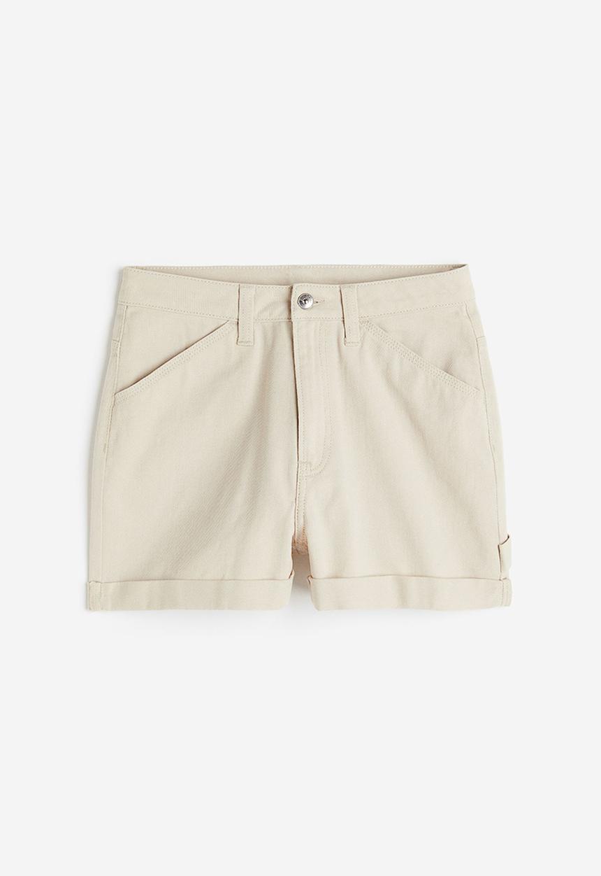 H&M - High-waisted cargo shorts - light beige