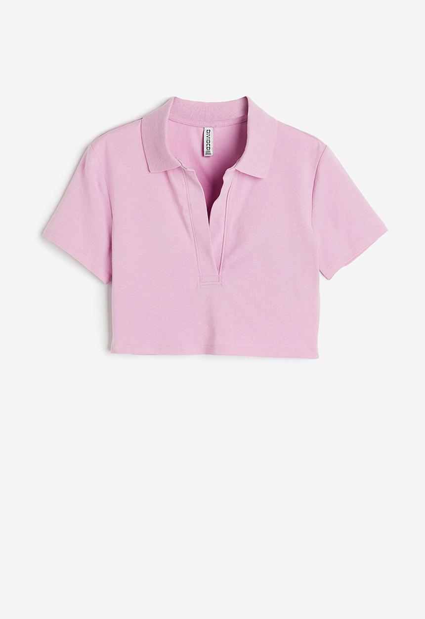 H&M - Collared cropped top - light pink