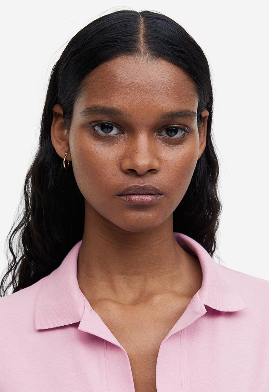 H&M - Collared cropped top - light pink