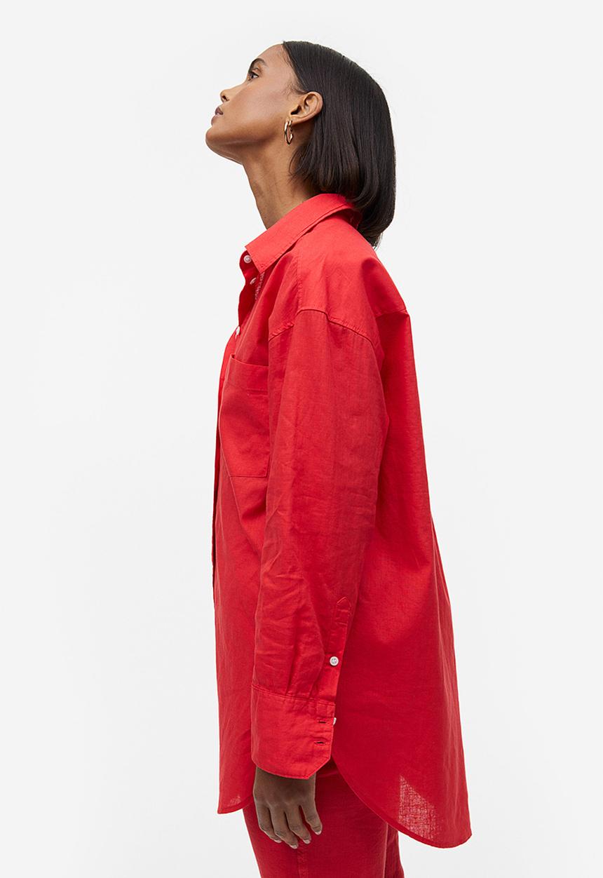 H&M - Linen-blend shirt - red