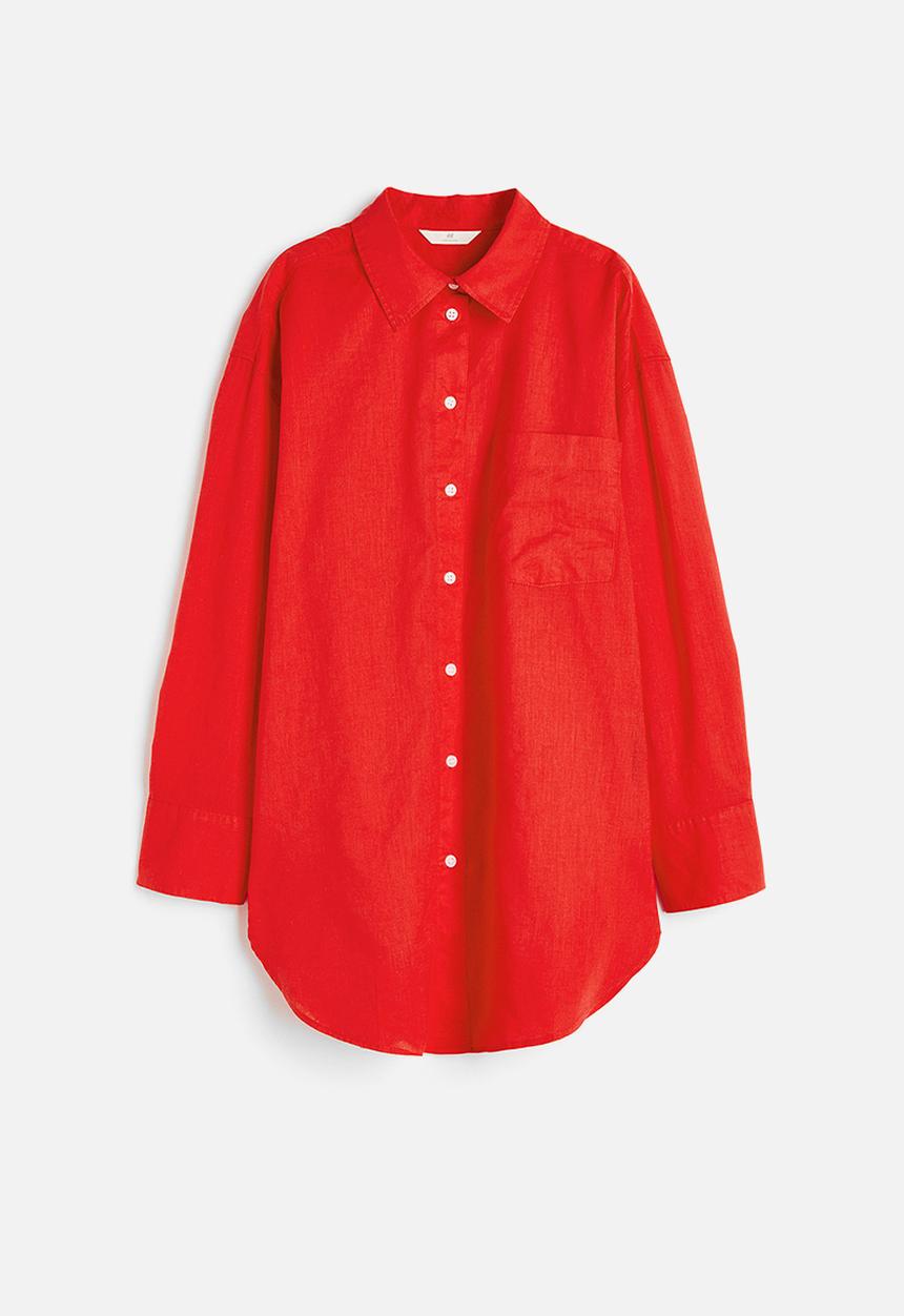 H&M - Linen-blend shirt - red