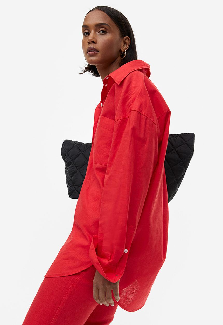 H&M - Linen-blend shirt - red
