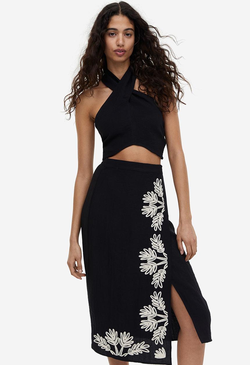 H&M - Cropped halterneck top - black