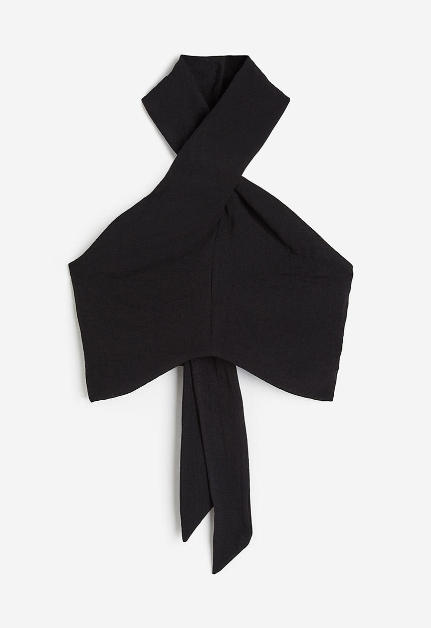 H&M - Cropped halterneck top - black