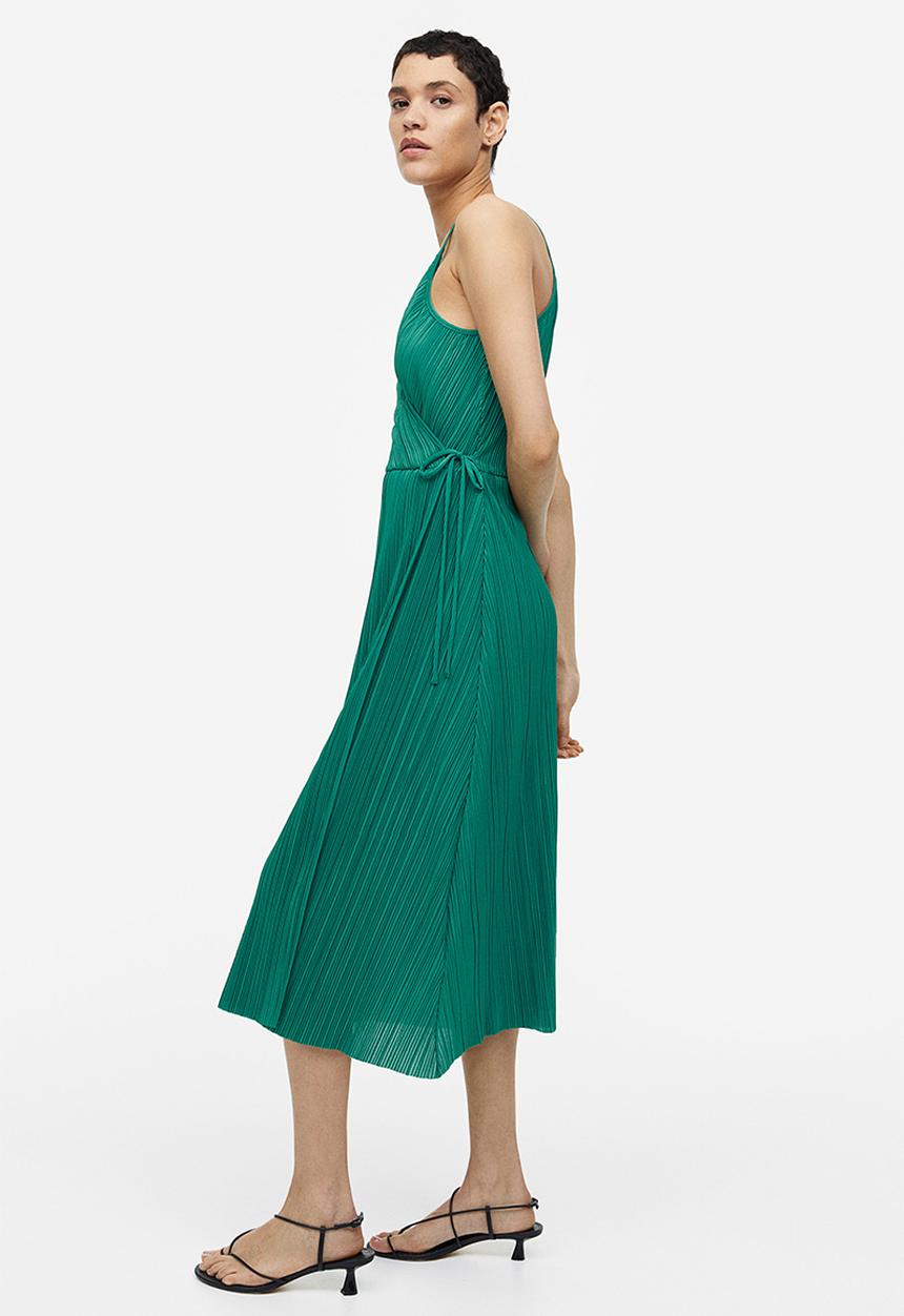 H&M - Pleated wrapover dress - turquoise