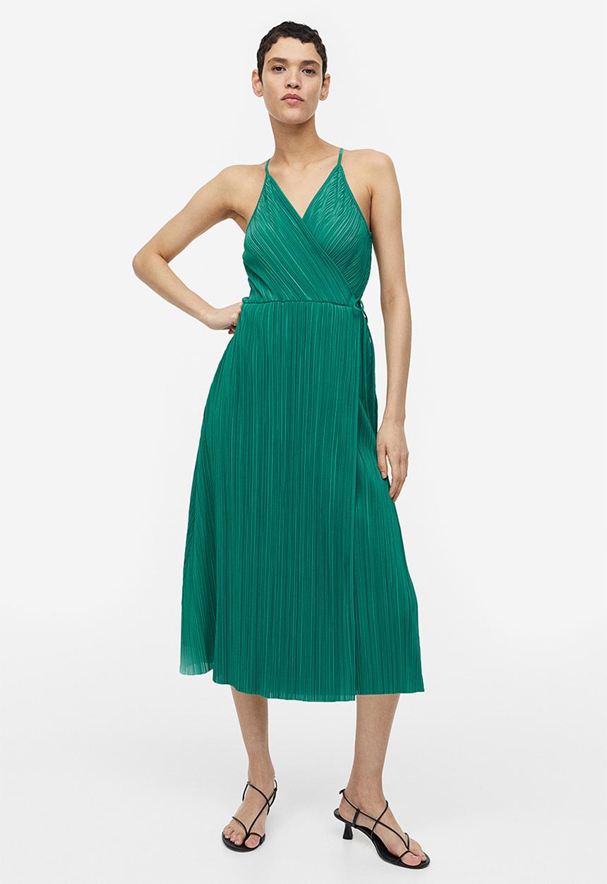 H&M - Pleated wrapover dress - turquoise
