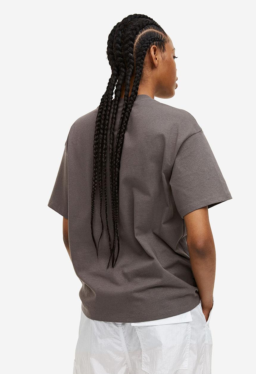 H&M - Oversized printed T-shirt - dark grey blur