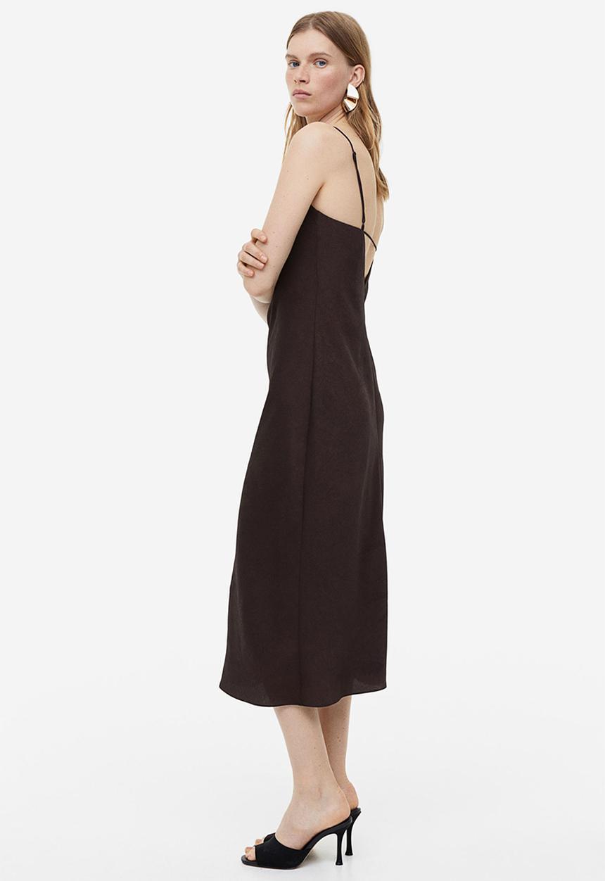 H&M - V-neck slip dress - dark brown