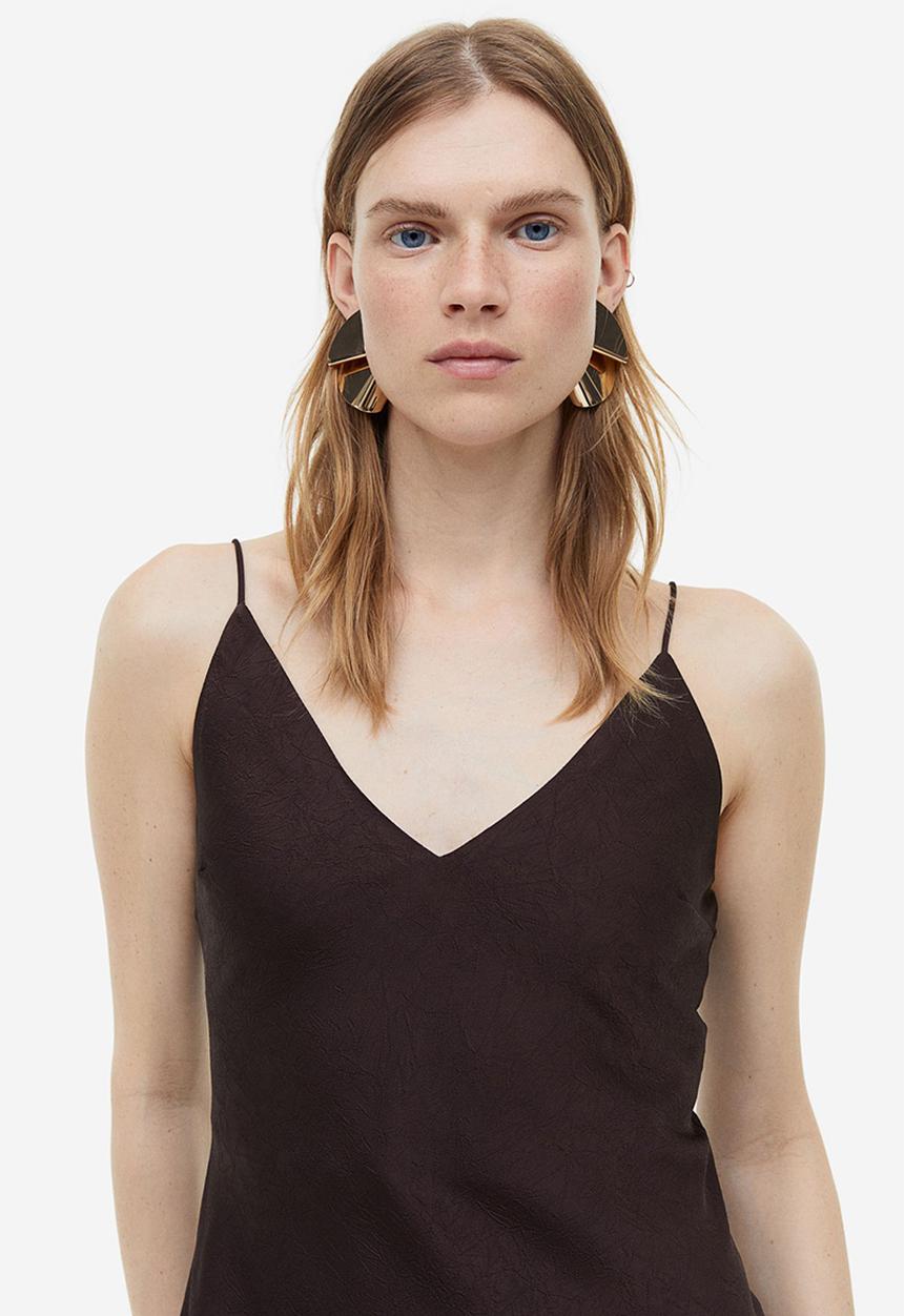 H&M - V-neck slip dress - dark brown