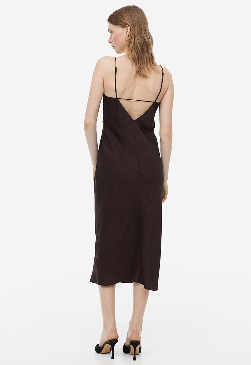 H&M - V-neck slip dress - dark brown