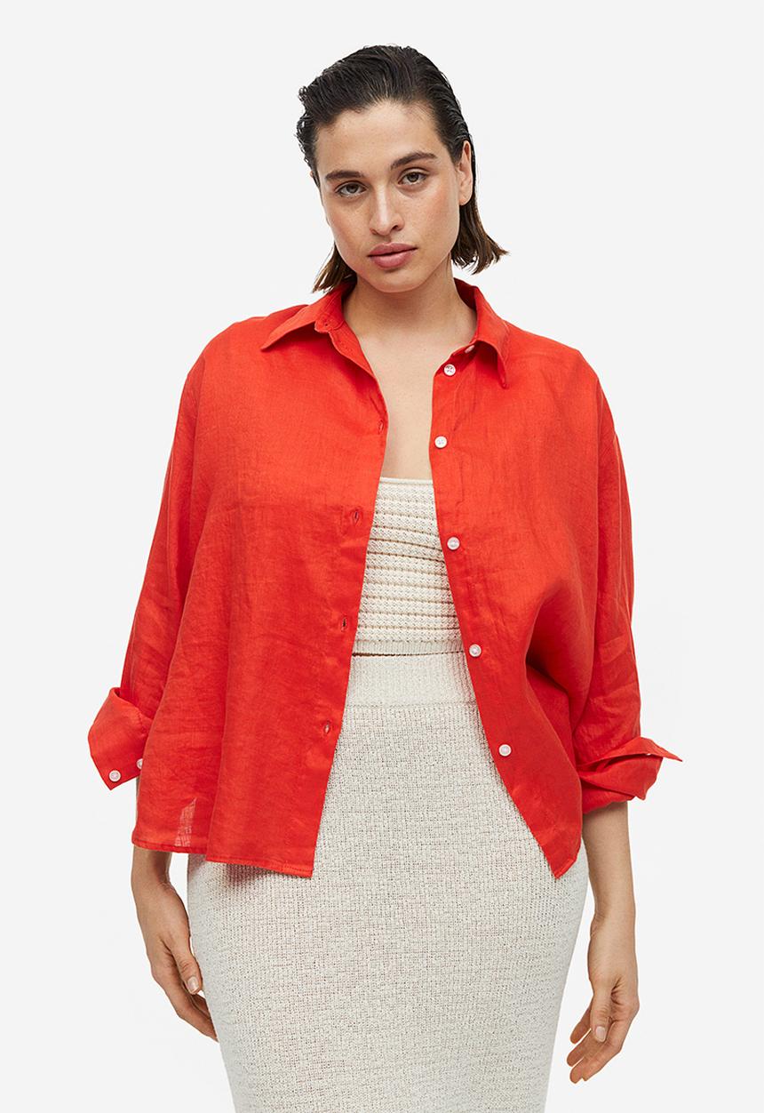 H&M - Linen shirt - red