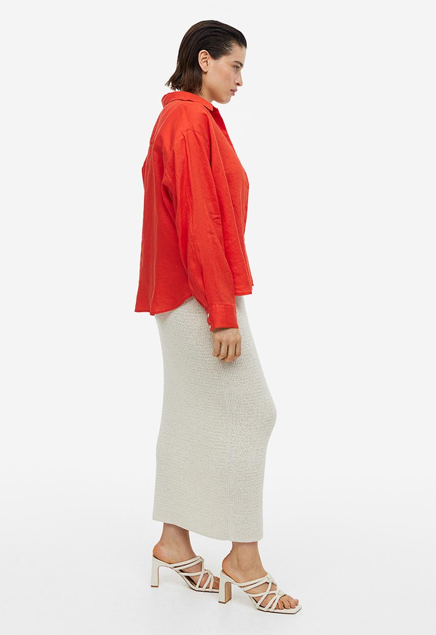 H&M - Linen shirt - red