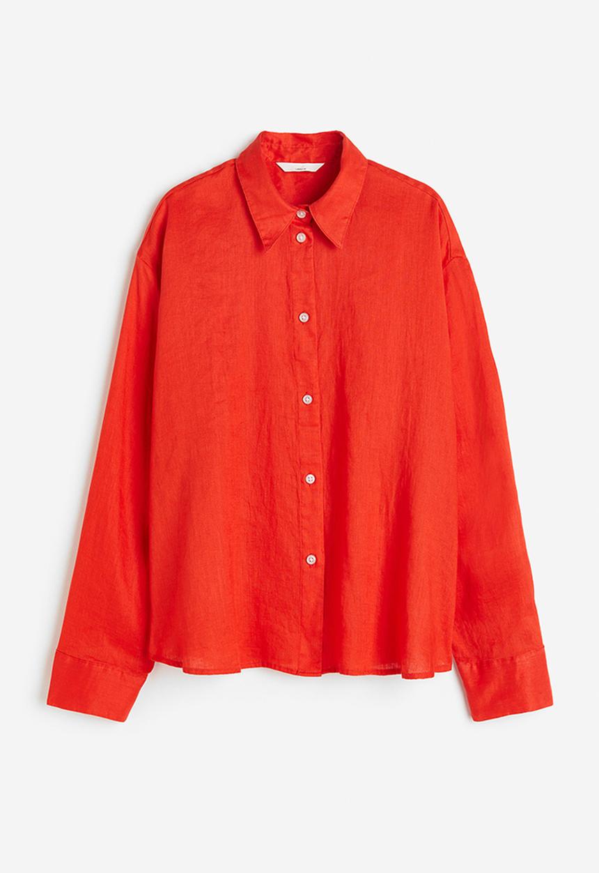 H&M - Linen shirt - red