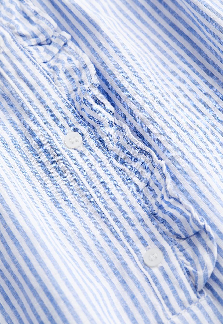 H&M - Frill-trimmed linen-blend blouse - blue