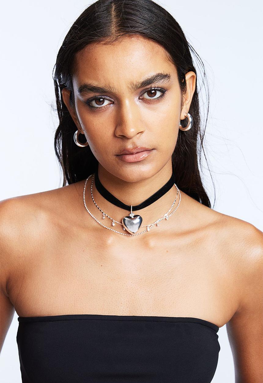 H&M - Frill-trimmed bandeau dress - black