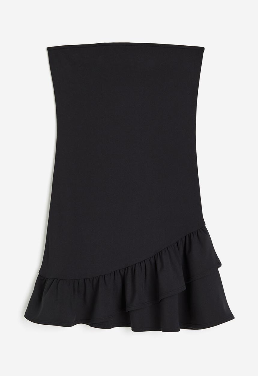 H&M - Frill-trimmed bandeau dress - black