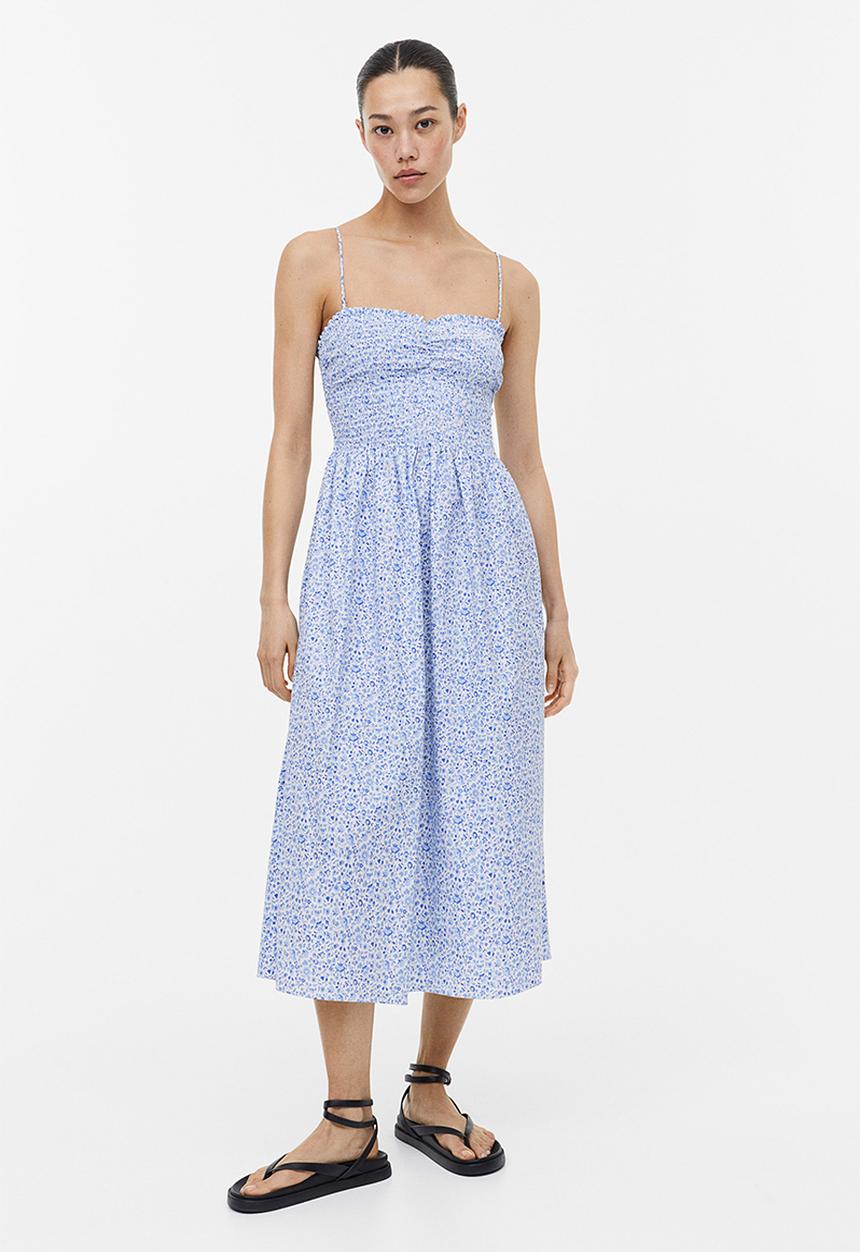 H&M - Smocked cotton dress - blue