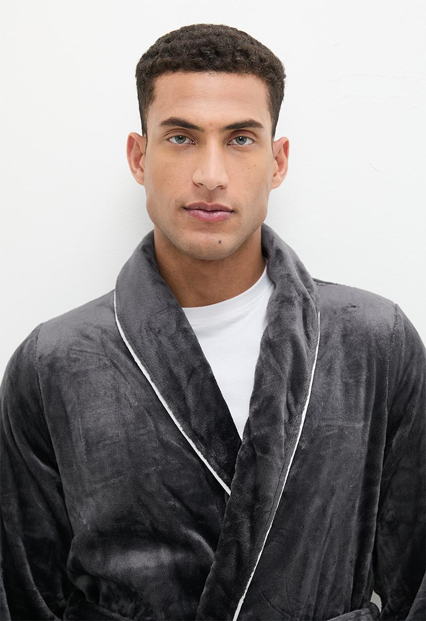 basicthread - Plush mw robe - charcoal