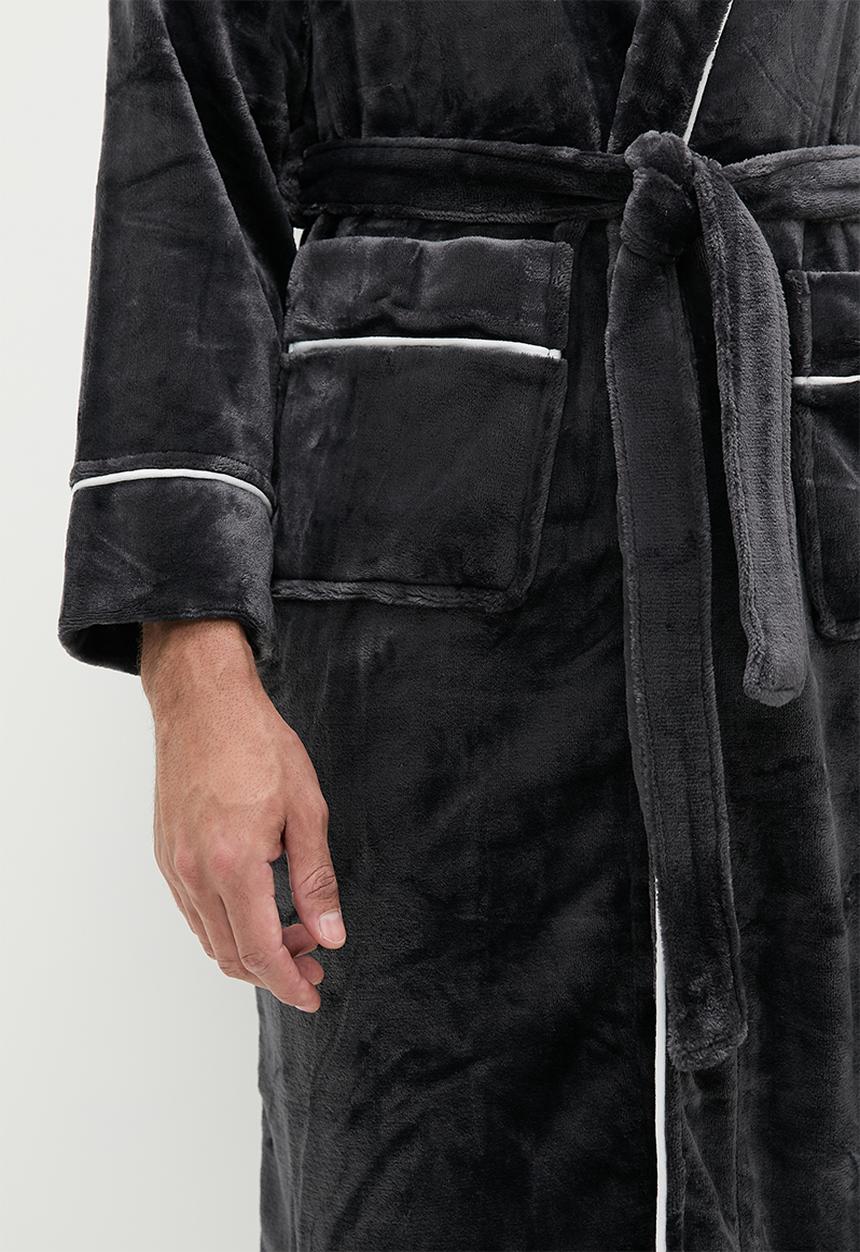 basicthread - Plush mw robe - charcoal