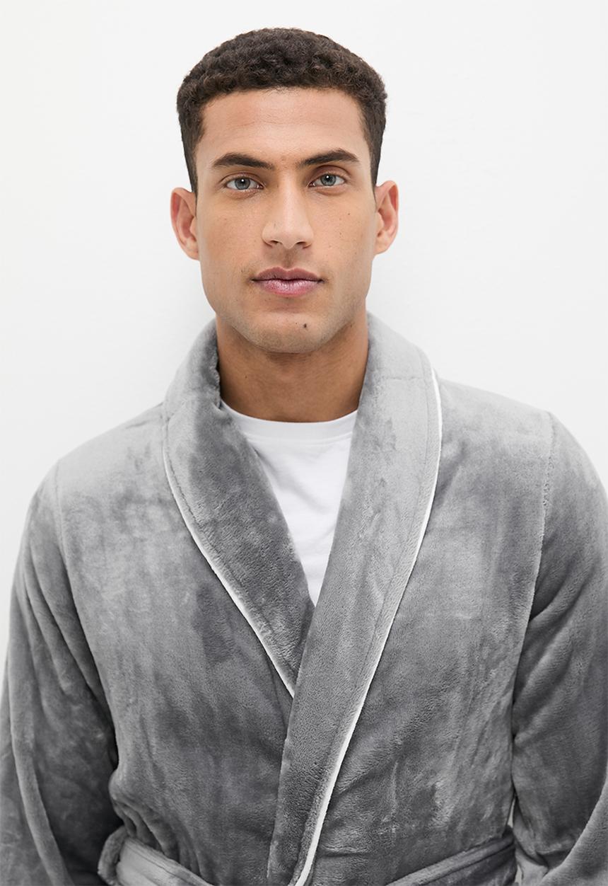 basicthread - Plush mw robe - light grey