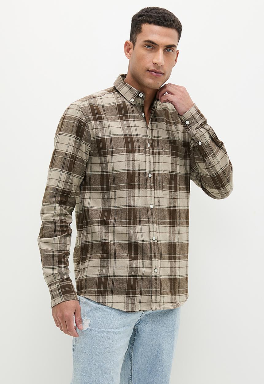 Only & Sons - Onsluka reg long sleeve check shirt - hot fudge