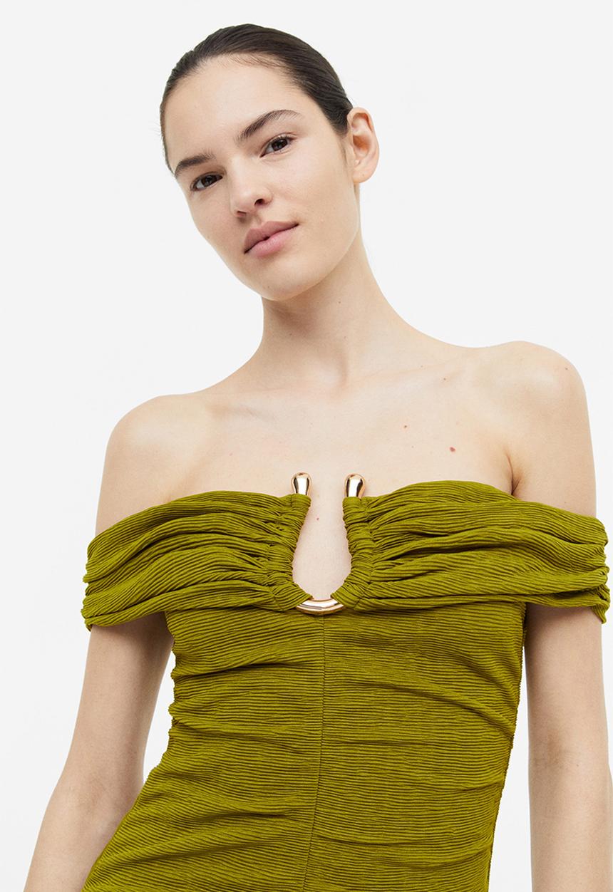 H&M - Off-the-shoulder dress - green