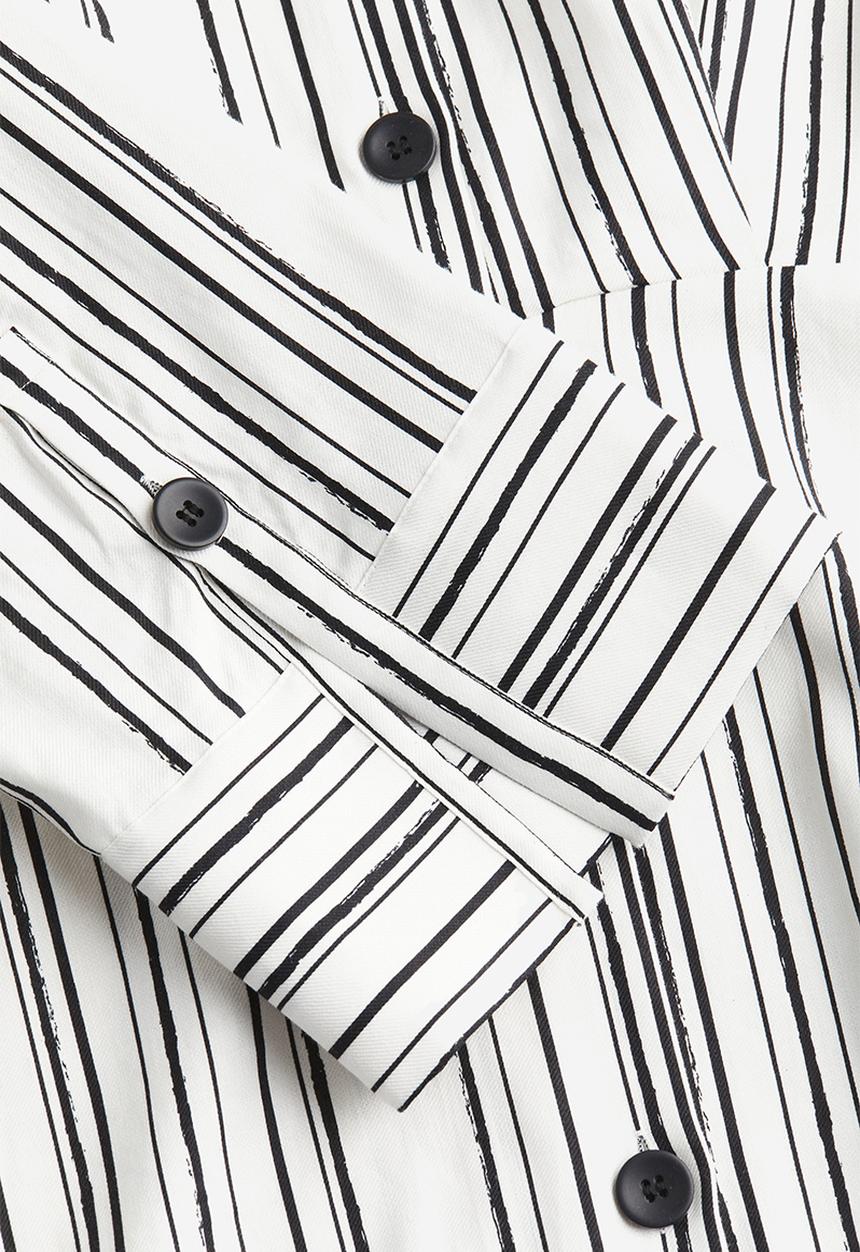 H&M - Linen-blend shirt dress -  white striped 