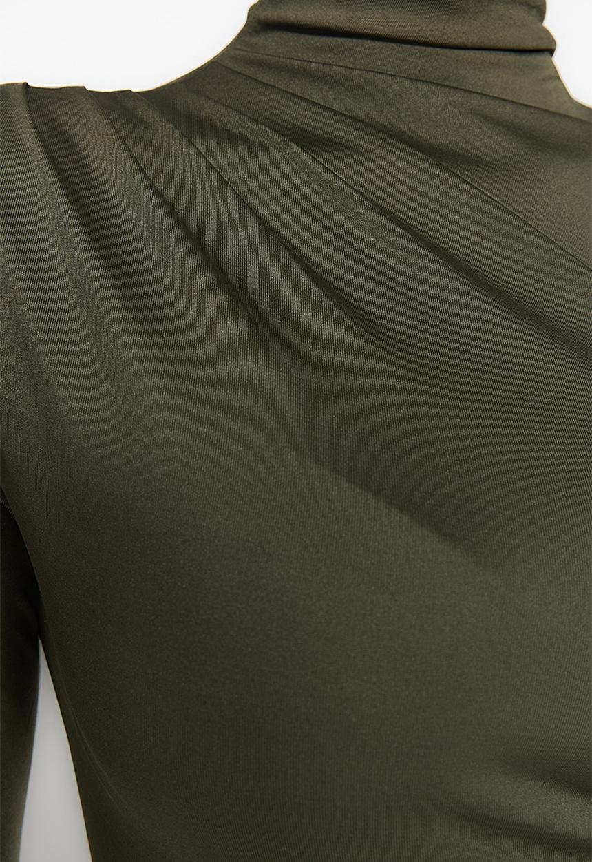 Trendyol - Shirring detailed bodysuit - khaki