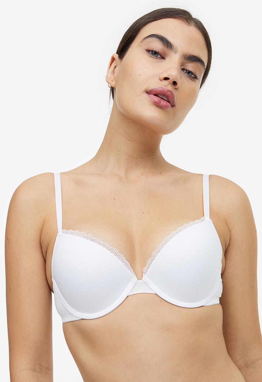 H&M - 2-pack microfibre push-up bras - beige/white