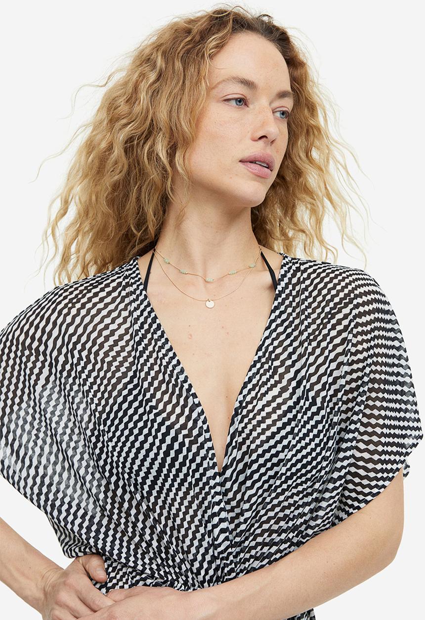 H&M - Beach kaftan - black/patterned