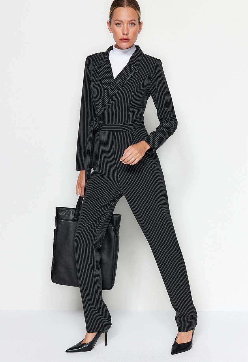 Trendyol - Striped jumpsuit - black