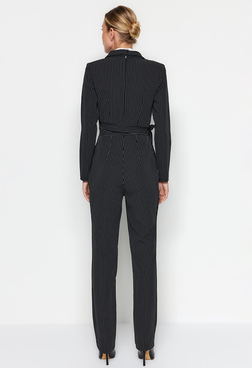 Trendyol - Striped jumpsuit - black