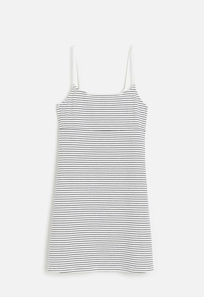 H&M - A-line jersey dress - white/striped