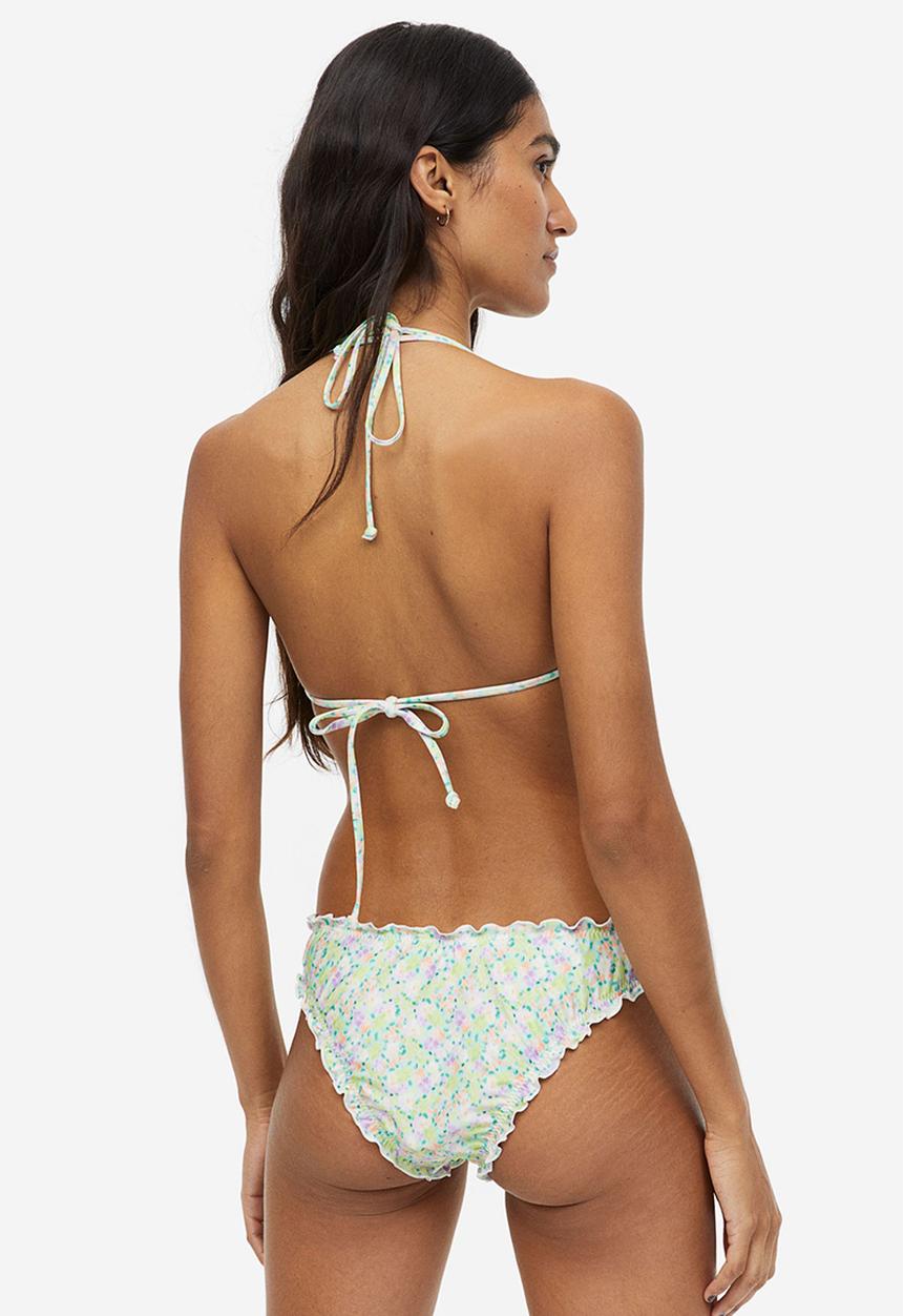 H&M - Tie tanga bikini bottoms - light green/floral