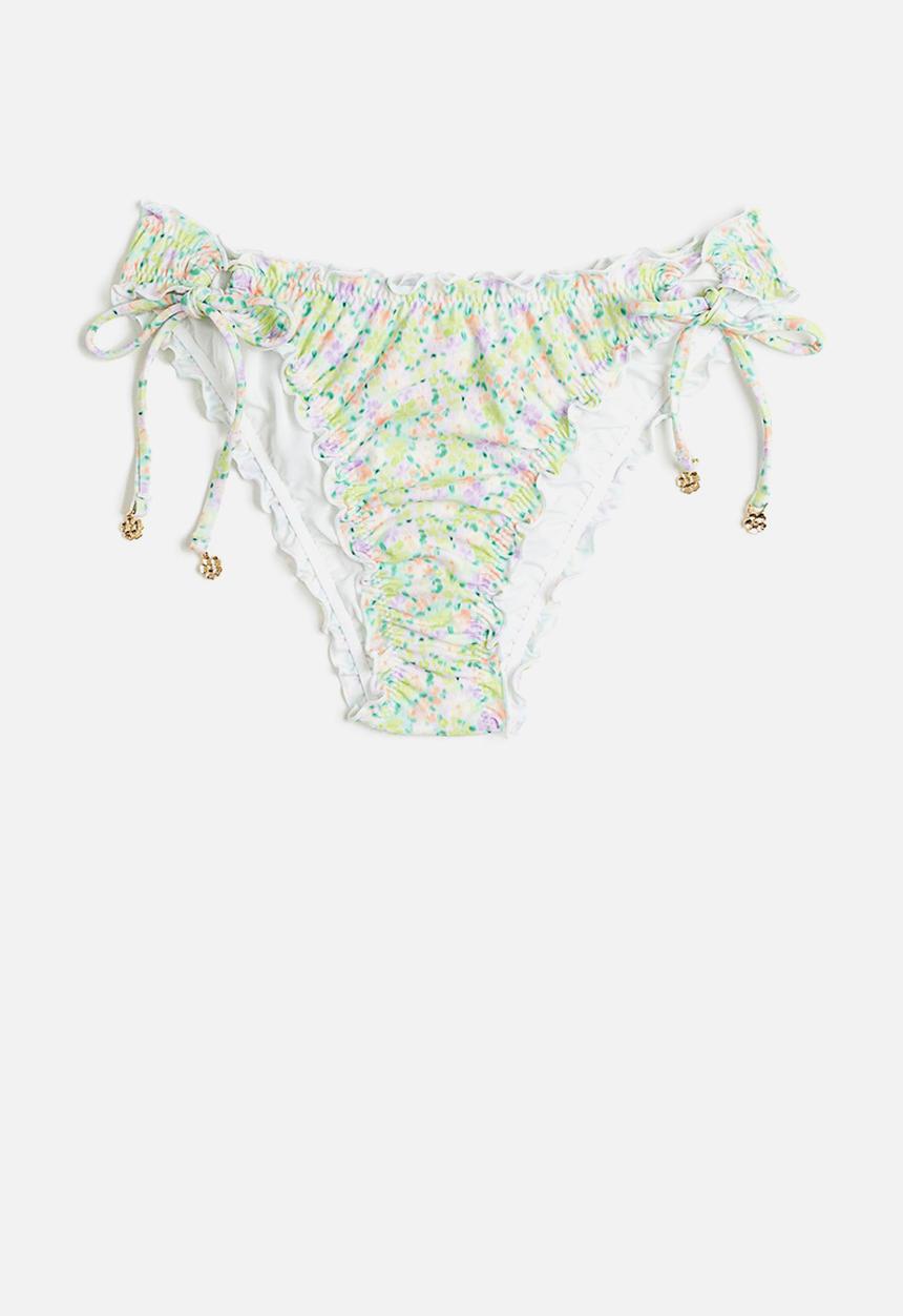 H&M - Tie tanga bikini bottoms - light green/floral