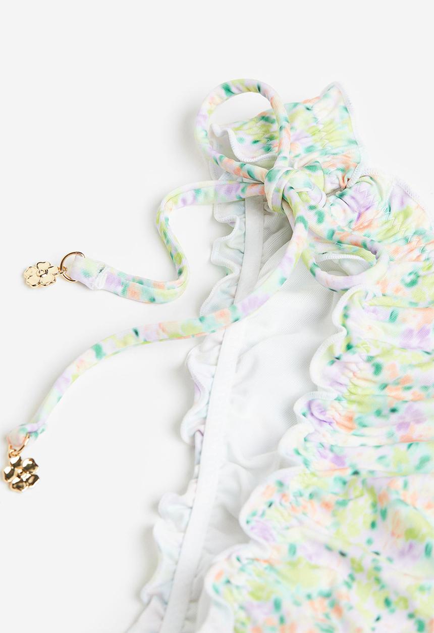H&M - Tie tanga bikini bottoms - light green/floral