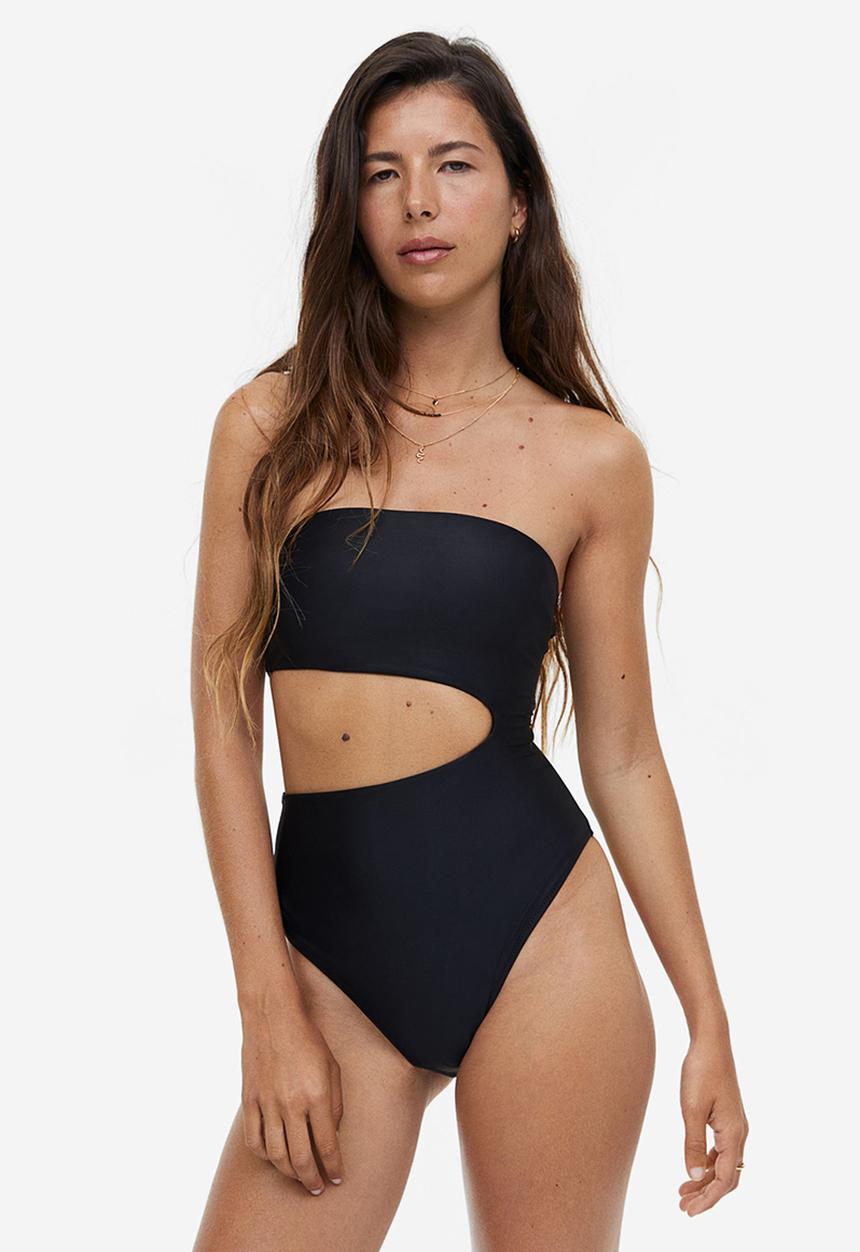 H&M - High-leg bandeau swimsuit - black
