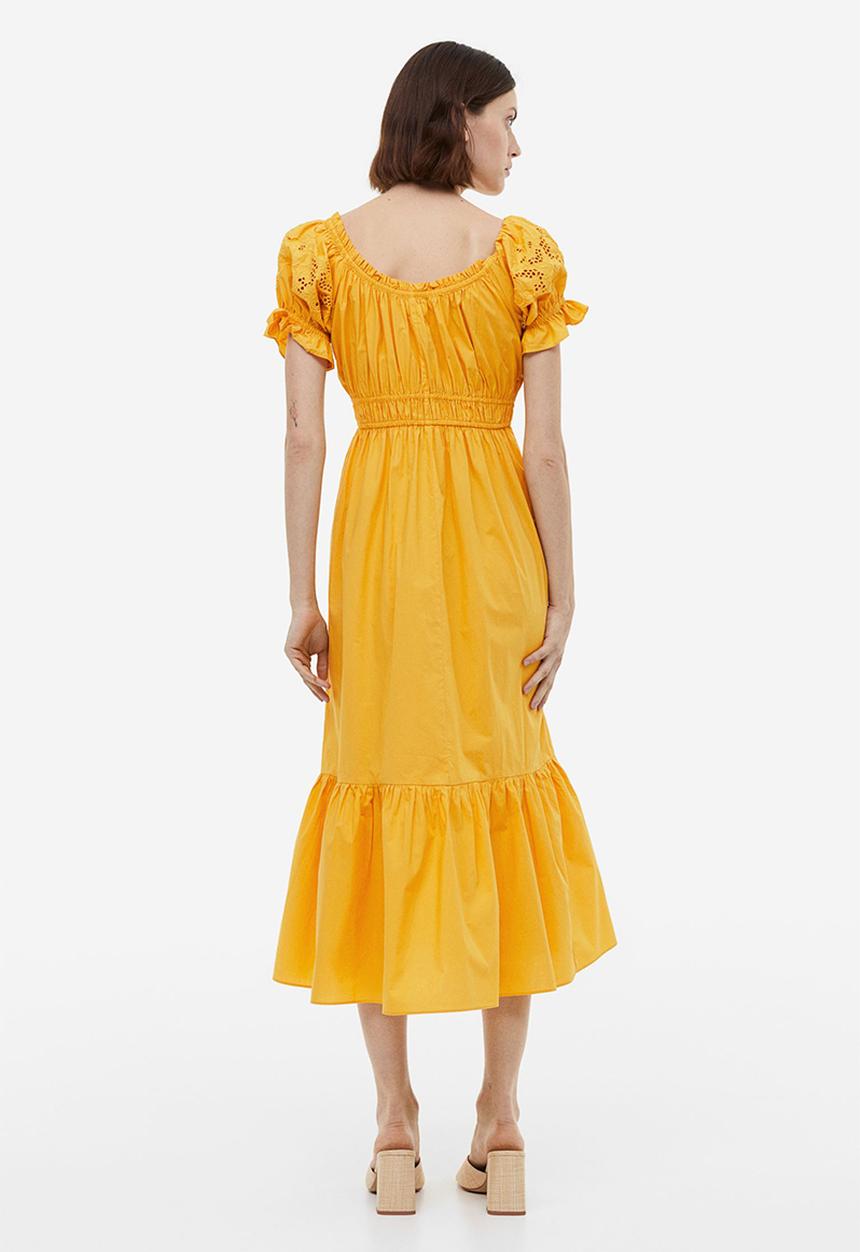 H&M - Off-the-shoulder cotton dress - yellow