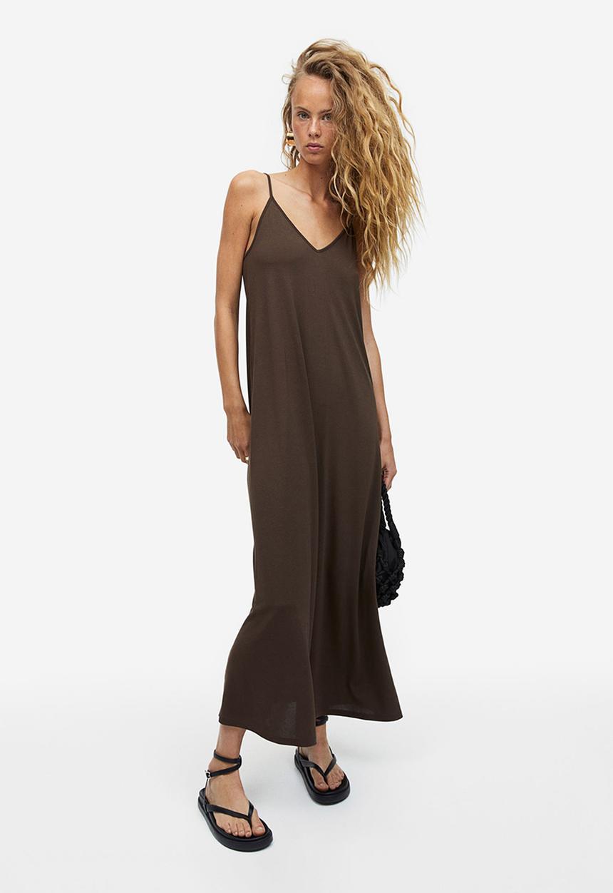 H&M - Modal-blend slip dress - dark brown