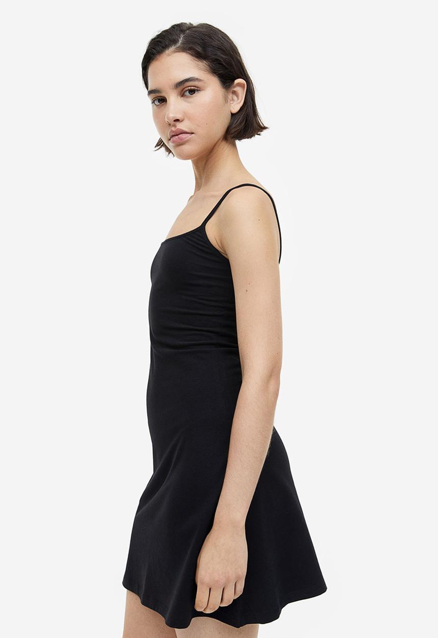H&M - Flared-skirt jersey dress - black