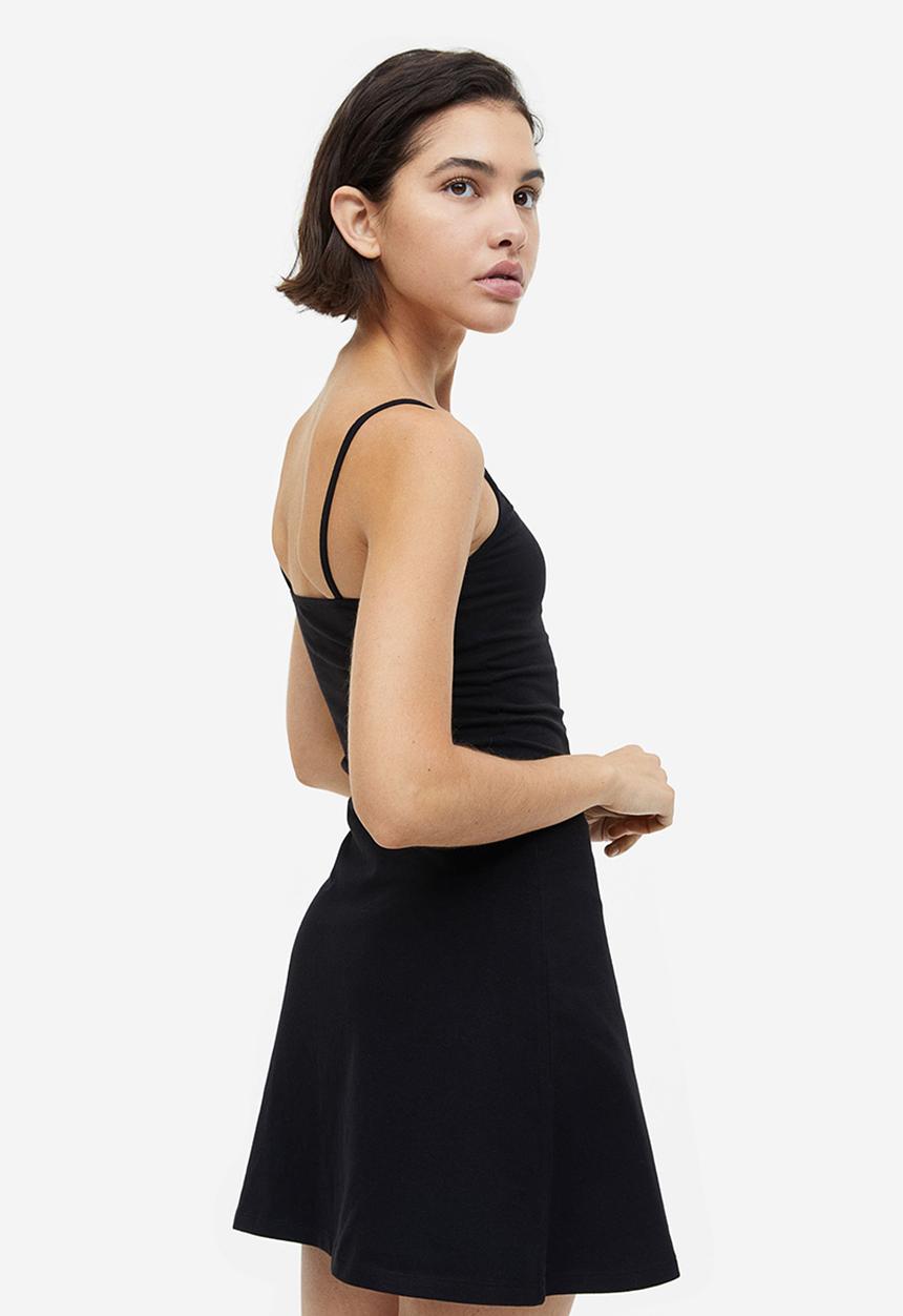 H&M - Flared-skirt jersey dress - black