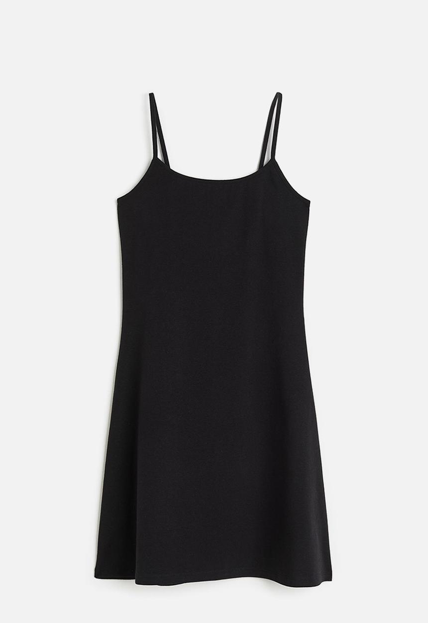 H&M - Flared-skirt jersey dress - black