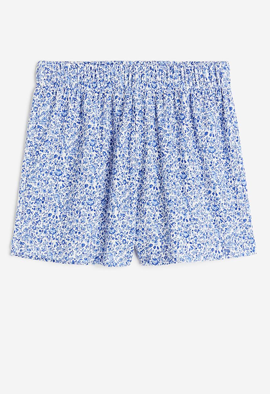 H&M - Crêpe shorts - white/blue floral