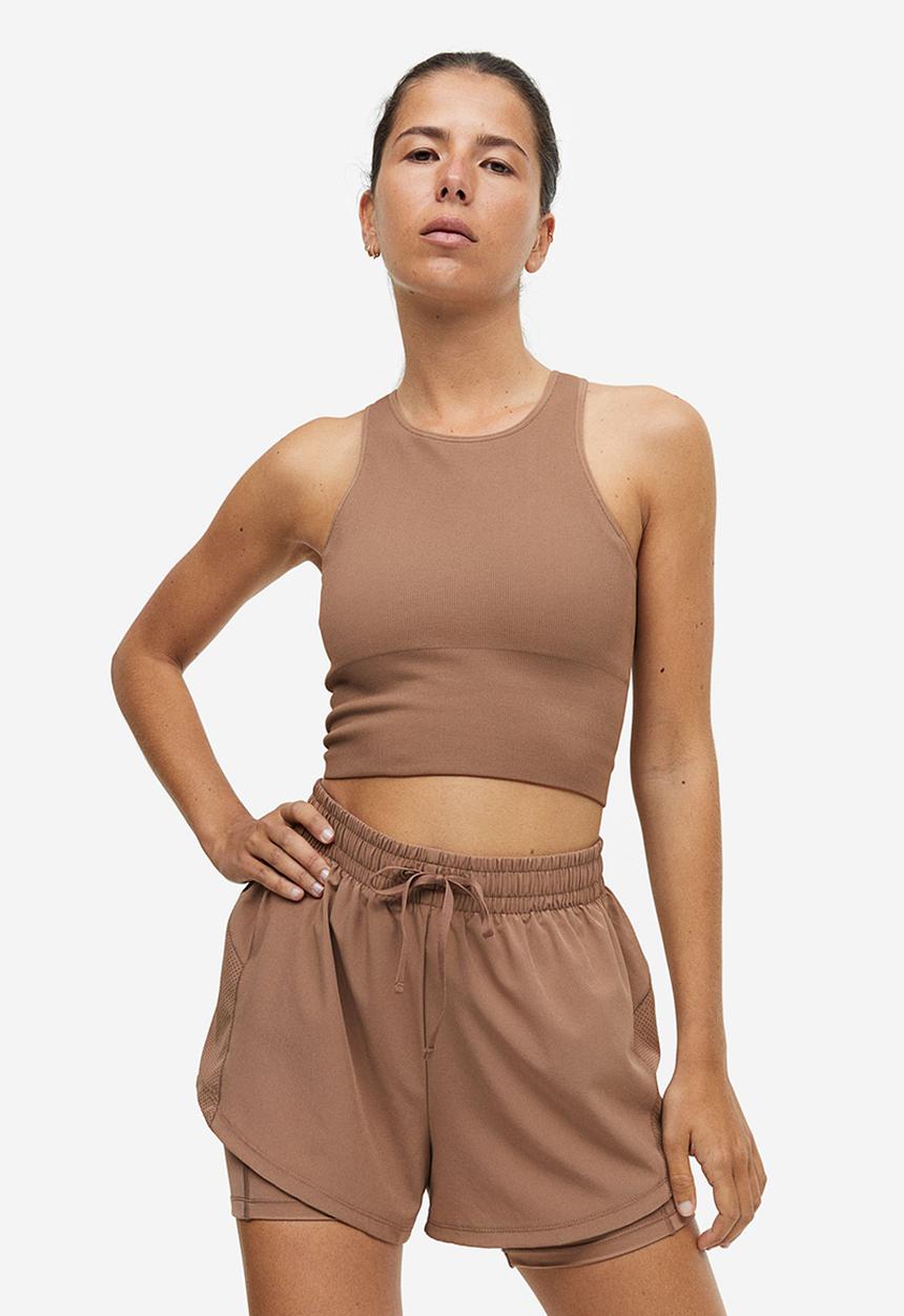 H&M - Drymove™ double-layered running shorts - light brown