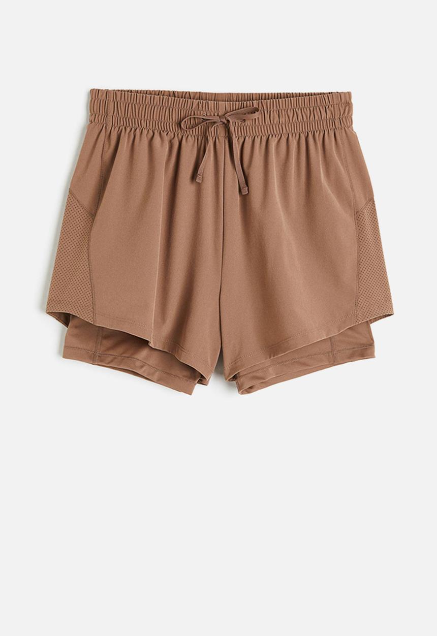 H&M - Drymove™ double-layered running shorts - light brown