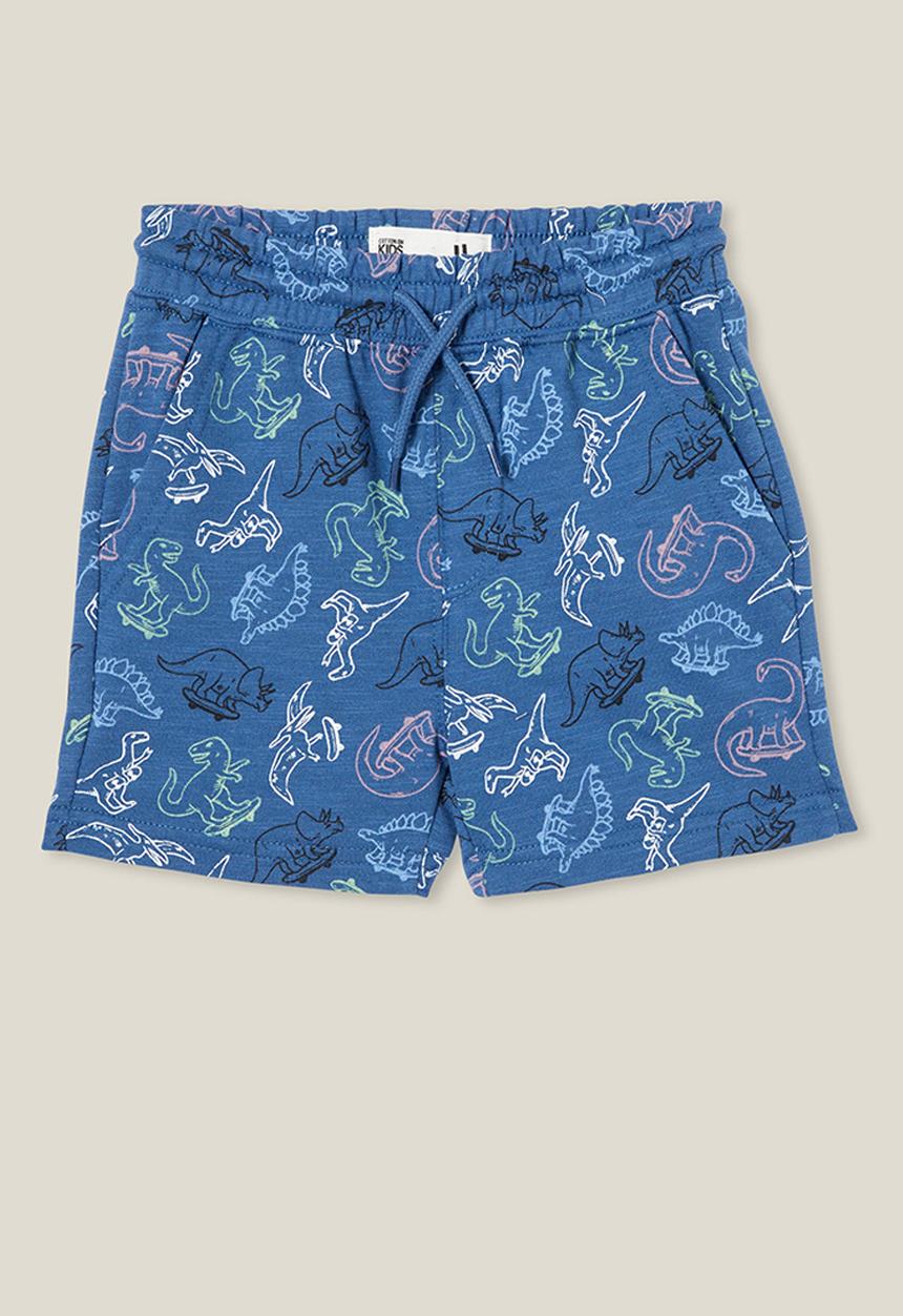 Cotton On - Henry slouch short - petty blue/dino yardage