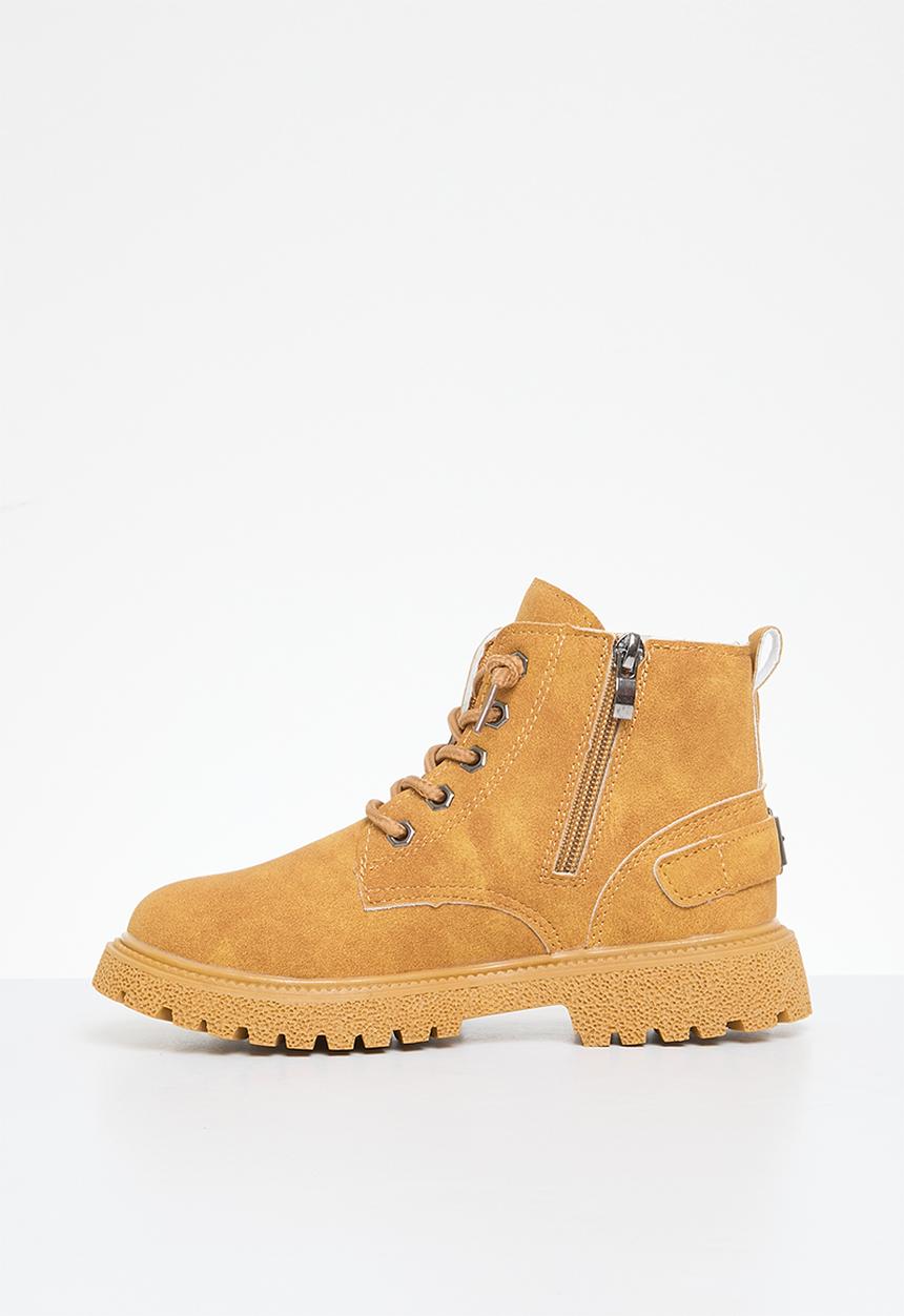 Pop Candy - Faux suede lace up boots - beige
