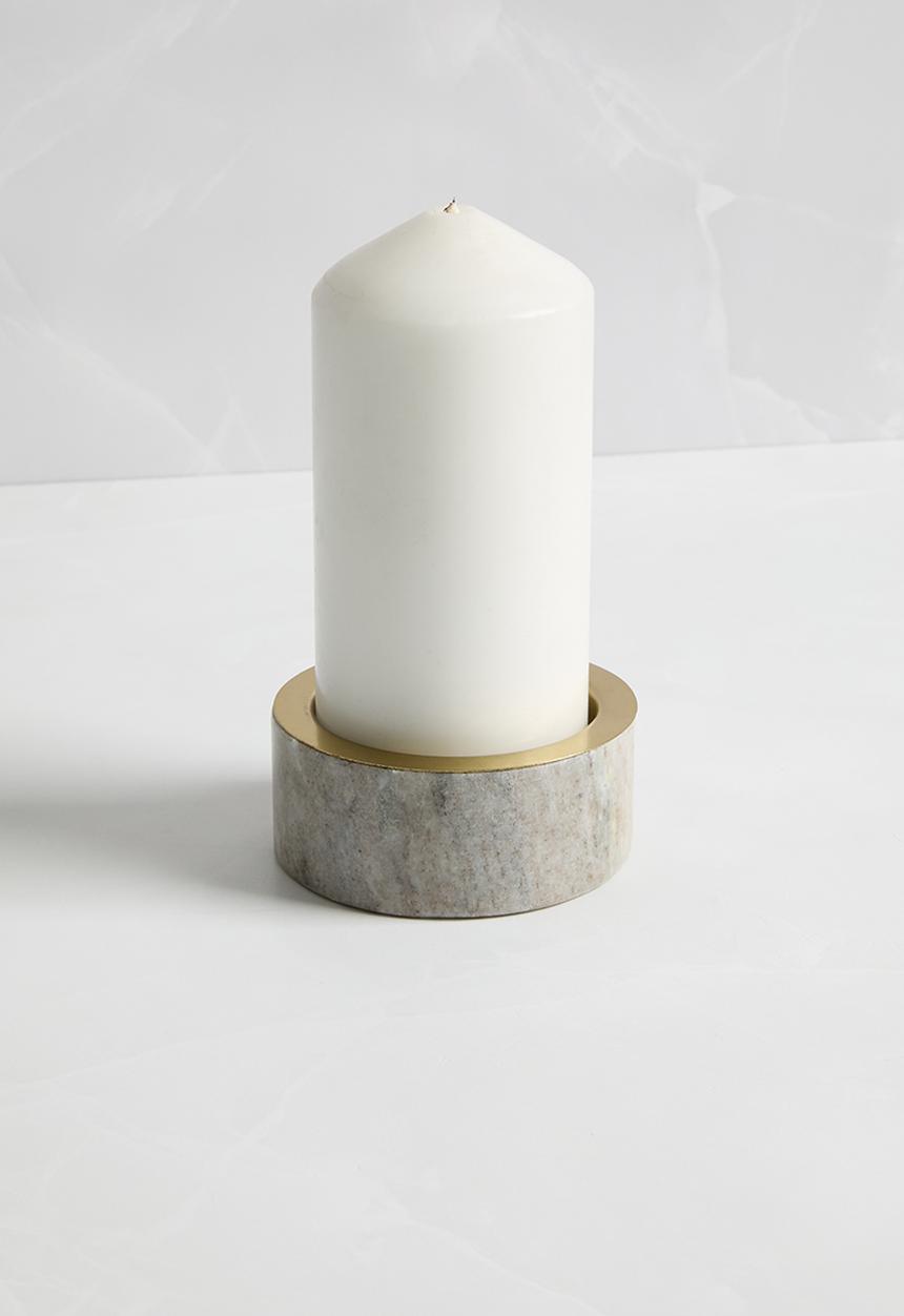 H&S - Marble pillar candle holder - sand
