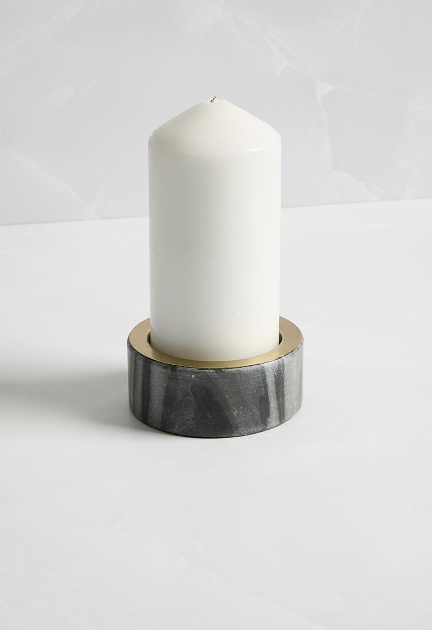 H&S - Marble pillar candle holder - grey