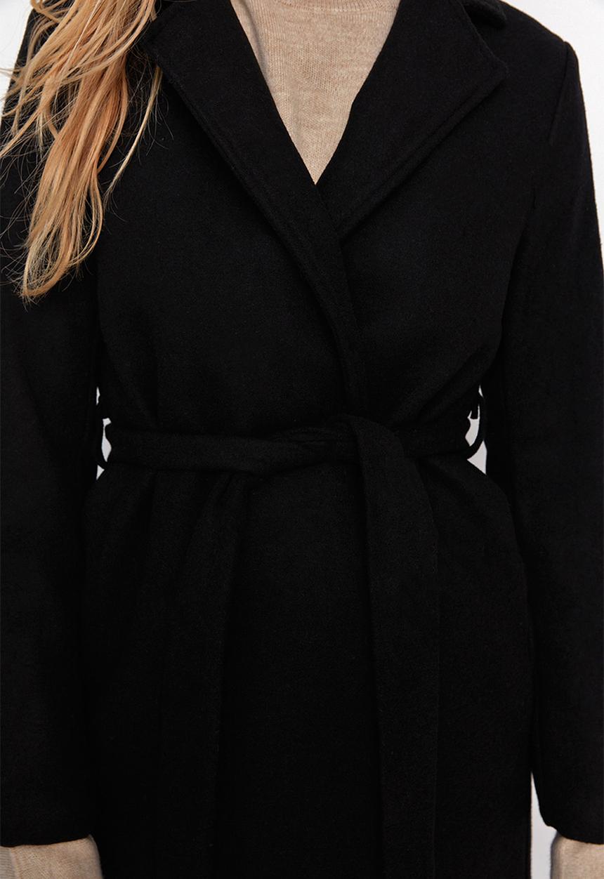 Trendyol - Belted cachet coat - black
